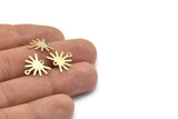 Brass Sun Charm, 24 Raw Brass Sun Charms With 2 Loops (13x15x0.80mm) M02258