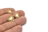 Brass Sun Charm, 24 Textured Raw Brass Sun Charms With 2 Loops (13x15x0.80mm) M02259