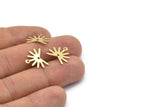 Brass Sun Charm, 24 Raw Brass Sun Charms With 1 Loop And 1 Hole (13x15x0.80mm) M02260