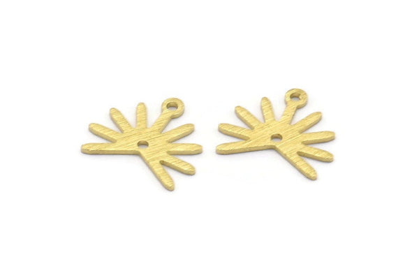 Brass Sun Charm, 24 Textured Raw Brass Sun Charms With 1 Loop And 1 Hole (13x15x0.80mm) M02261