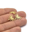 Brass Sun Charm, 24 Textured Raw Brass Sun Charms With 1 Loop And 1 Hole (13x15x0.80mm) M02261