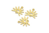Brass Sun Charm, 24 Textured Raw Brass Sun Charms With 2 Loops (13x15x0.80mm) M02265