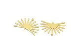 Brass Sun Charm, 8 Raw Brass Sun Charms With 2 Loops (22x30x0.80mm) M02274