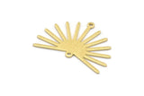 Brass Sun Charm, 8 Textured Raw Brass Sun Charms With 2 Loops (22x30x0.80mm) M02275