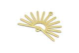 Brass Sun Charm, 8 Raw Brass Sun Charms With 2 Loops (22x30x0.80mm) M02280