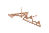 Rose Gold Mountain Earring, 6 Rose Gold Plated Brass Mountain Shaped Stud Earrings (22x7x1mm) D0827 A1214 Q1082