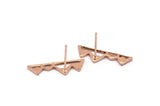 Rose Gold Mountain Earring, 6 Rose Gold Plated Brass Mountain Shaped Stud Earrings (22x7x1mm) D0827 A1214 Q1082