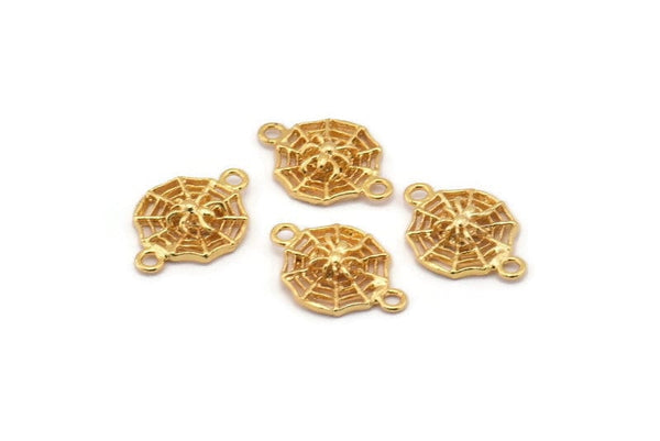 Spider Web Connector, 6 Gold Plated Spider Web Connectors (16x11mm) N0352
