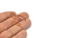 Cut Diamond Charm, 10 Rose Gold Plated Wide Cut Open Diamond Ring Charms (9x17x0.35x2mm) D0221 Q0093