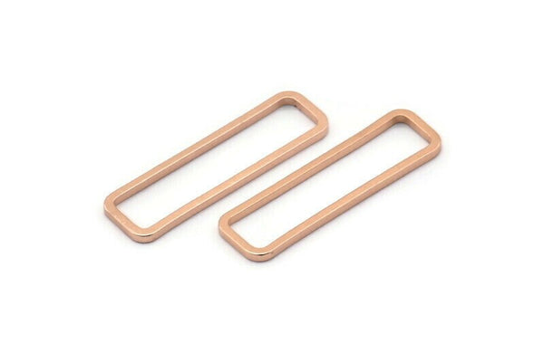 Rose Gold Rectangle Connector, 12 Rose Gold Plated Brass Open Rectangle Connectors (7x26x1mm) D0166 Q0097