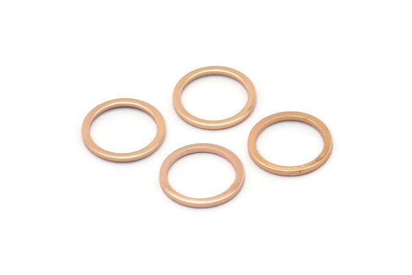 Rose Gold Circle Ring, 12 Rose Gold Plated Brass Round Rings, Charms (12mm) B0119 Q0035