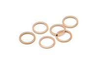 Rose Gold Circle Ring, 12 Rose Gold Plated Brass Round Rings, Charms (12mm) B0119 Q0035