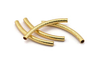 Textured Curved Tubes, 8 Gold Plated Brass Textured Curved Tubes (4x45) Bs 1634 Q0104