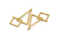 Gold Triangle Charm, 2 Gold Plated Brass Triangle Rings, Charms (38x23x18x18mm) N0262 Q0114