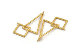Gold Triangle Charm, 2 Gold Plated Brass Triangle Rings, Charms (38x23x18x18mm) N0262 Q0114