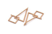 Rose Gold Triangle Charm, Rose Gold Plated Brass Triangle Ring, Charms (38x23x18x18mm) N0262 Q0114