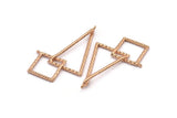 Rose Gold Triangle Charm, Rose Gold Plated Brass Triangle Ring, Charms (38x23x18x18mm) N0262 Q0114