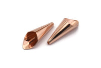 Rose Gold Cone, 8 Rose Gold Plated Brass Cone Bead Caps, Findings (21x7mm) D0059 Q0125
