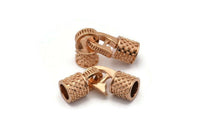Leather Hook Caps, 2 Rose Gold Plated Brass Leather Cord Ends, Hook Ends for 5mm Leather Cord (17x14x8mm) N0311