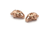 Sabre Tooth Cat, Rose Gold Plated Brass Sabre Tooth Cat Skull Pendant, (21x11x12mm) N0485 Q0137