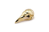 Tiny Bird Skull, Gold Plated Brass Bird Skull Pendant, (25x12x11mm) N0484 Q0121