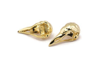 Tiny Bird Skull, Gold Plated Brass Bird Skull Pendant, (25x12x11mm) N0484 Q0121