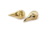 Tiny Bird Skull, Gold Plated Brass Bird Skull Pendant, (25x12x11mm) N0484 Q0121