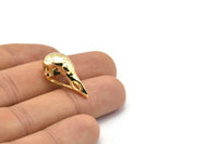 Tiny Bird Skull, Gold Plated Brass Bird Skull Pendant, (25x12x11mm) N0484 Q0121