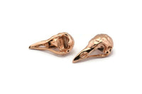 Tiny Bird Skull, Rose Gold Plated Brass Bird Skull Pendant, (25x12x11mm) N0484 Q0121