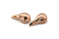 Tiny Bird Skull, Rose Gold Plated Brass Bird Skull Pendant, (25x12x11mm) N0484 Q0121