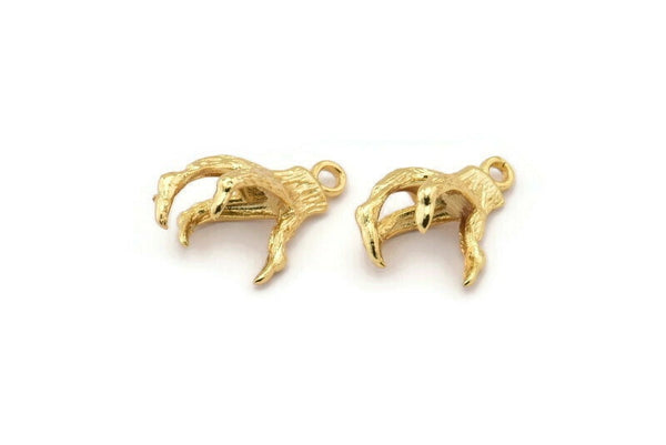 Dragon Claw Pendant, 4 Gold Plated Brass Dragon Claw Charms, Necklace Pendants (16x12mm) N0367 Q0141