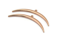 Rose Gold Moon Charm, 1 Rose Gold Plated Brass Textured Wide Crescent Moon Necklace Pendants, Charms (63x4.5x2.8mm) N0525 Q0146
