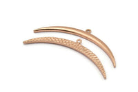 Rose Gold Moon Charm, 1 Rose Gold Plated Brass Textured Wide Crescent Moon Necklace Pendants, Charms (63x4.5x2.8mm) N0525 Q0146