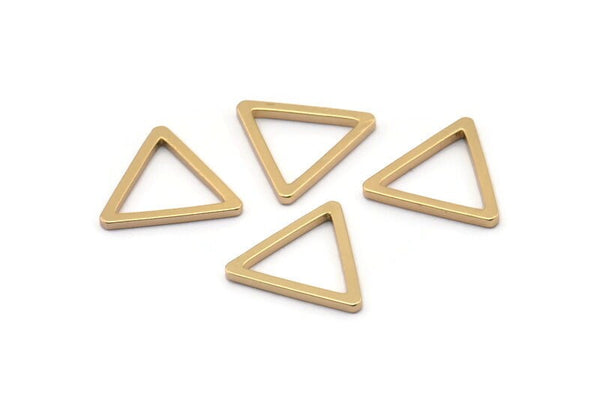 Gold Triangle, 10 Gold Plated Brass Open Triangle Rings, Charms (15x1.2mm) D0107 Q0149
