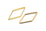 Cut Diamond Charm, 4 Gold Plated Cut Open Diamond Rings, Charms (20x40x5x0.5mm) D0167 Q0150