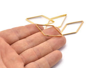 Cut Diamond Charm, 4 Gold Plated Cut Open Diamond Rings, Charms (20x40x5x0.5mm) D0167 Q0150