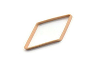 Cut Diamond Charm, 4 Rose Gold Plated Brass Cut Open Diamond Rings, Charms (20x40x5x0.5mm) D0167 Q0150