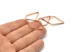 Cut Diamond Charm, 4 Rose Gold Plated Brass Cut Open Diamond Rings, Charms (20x40x5x0.5mm) D0167 Q0150