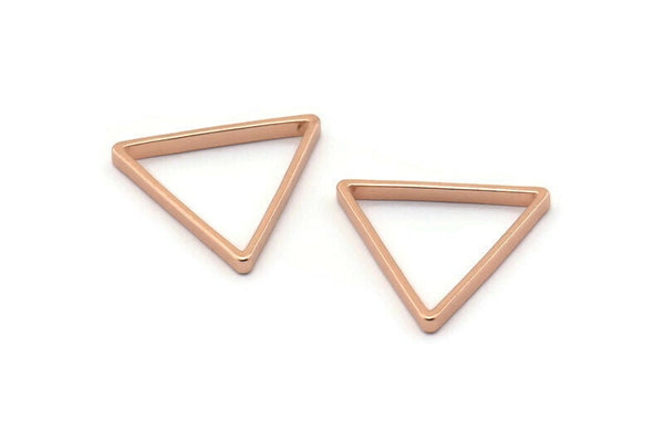 Rose Gold Triangle Charm, 8 Rose Gold Plated Brass Triangle Rings, Charms (20x0.8x2mm) BS 1198 Q0159