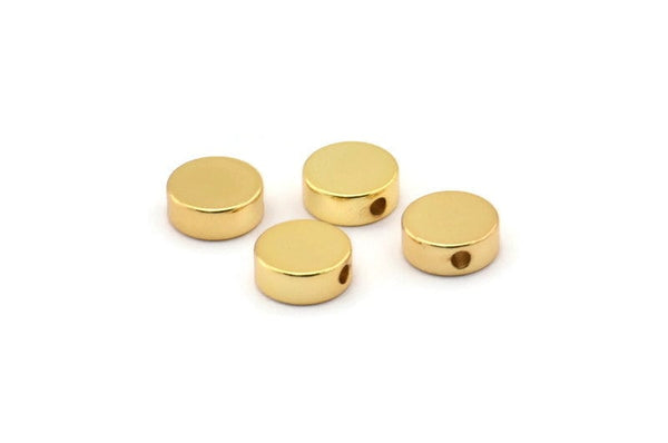 Gold Spacer Bead , 12 Gold Plated Brass Spacer Beads, Spacer Connectors, Round Beads (8x2.7mm) D0128 Q0153