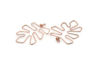Rose Gold Monstera Findings, 2 Rose Gold Lacquer Plated Brass Wire Monstera Earring Findings, Charms (52x40x1mm) Bs 1702 Q0129