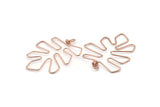 Rose Gold Monstera Findings, 2 Rose Gold Lacquer Plated Brass Wire Monstera Earring Findings, Charms (52x40x1mm) Bs 1702 Q0129