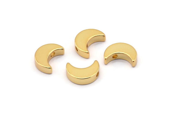 Altın Hilal, 5 Altın Kaplama Pirinç Hilal Boncuk, Tılsımlar (8,5x11,5 mm) D0021 Q0152