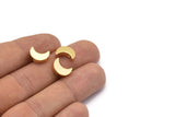 Gold Crescent Moon, 5 Gold Plated Brass Crescent Moon Beads, Charms (8.5x11.5mm) D0021 Q0152