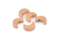 Rose Gold Crescent Moon, 5 Rose Gold Plated Brass Crescent Moon Beads, Charms (8.5x11.5mm) D0021 Q0152