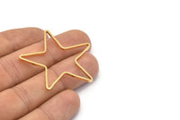 Large Star Charm, 4 Gold Plated Brass Open Star Rings, Charms (42x2x1mm) Mb 9-25 Q0161