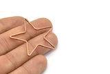 Large Star Charm, 4 Rose Gold Plated Brass Open Star Rings, Charms (42x2x1mm) Mb 9-25 Q0161