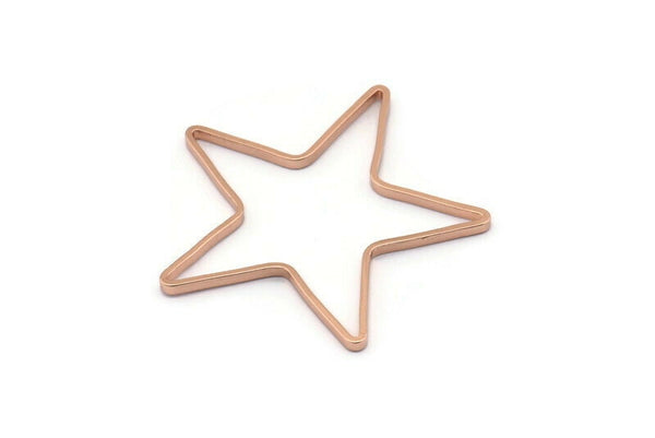 Large Star Charm, 4 Rose Gold Plated Brass Open Star Rings, Charms (42x2x1mm) Mb 9-25 Q0161