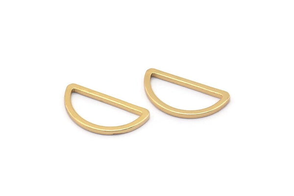Gold Half Moon, 10 Gold Plated Brass Semi Circle Connectors (8x15x1mm) D0022 Q0170