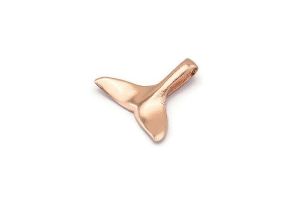 Rose Gold Fish Tail Charm, 4 Rose Gold Plated Brass Fish Tail Pendants, Jewelry Supplies, Findings (17x19mm) N0334 Q0184